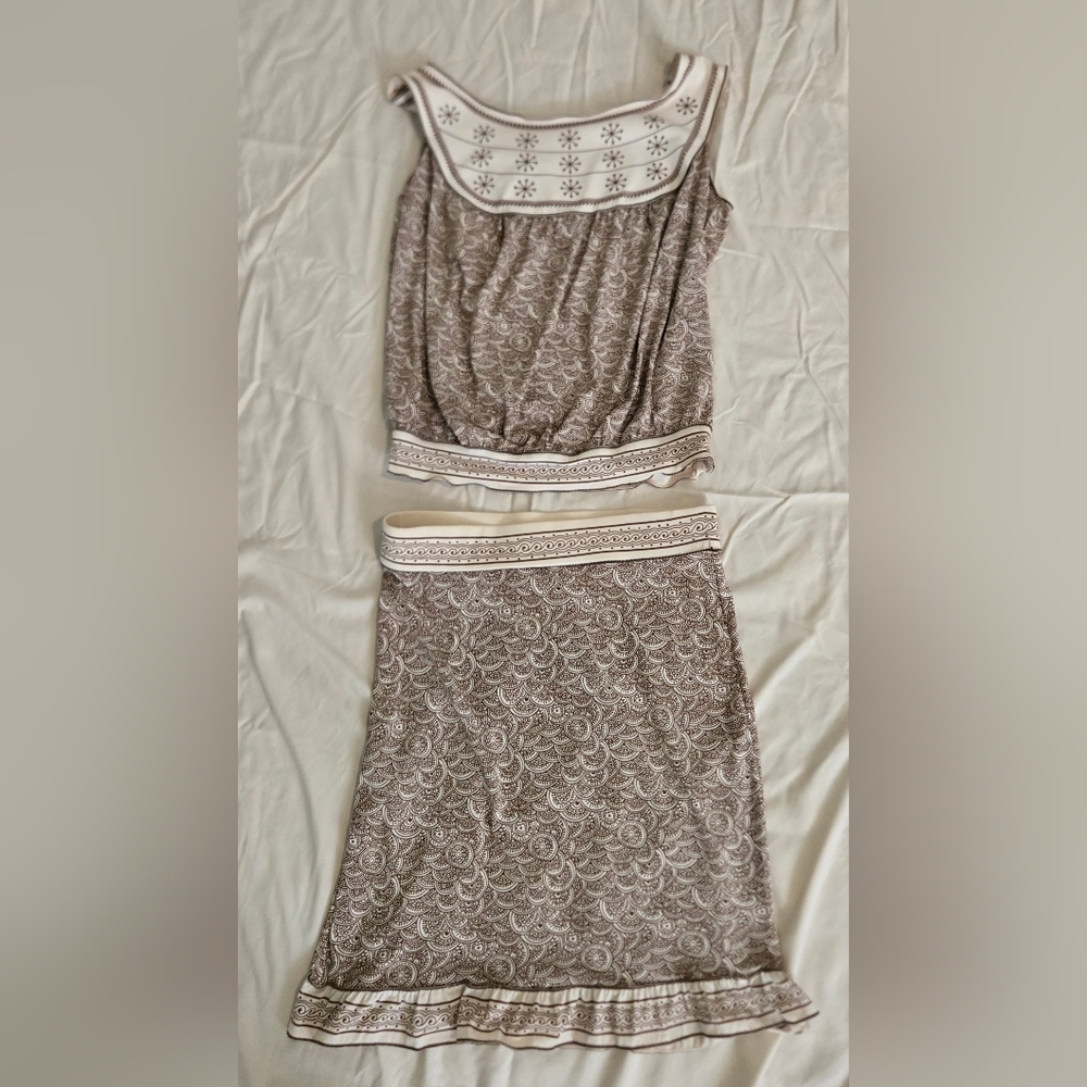 Max Studio Brown and Cream Patterned Apparel